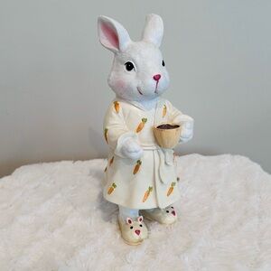 Cotton & Co Resin Easter Bunny in Bath Robe & Slippers with Coffee Latte NEW